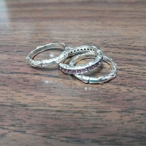 Jai Sterling Silver & Rhodolite ring set.